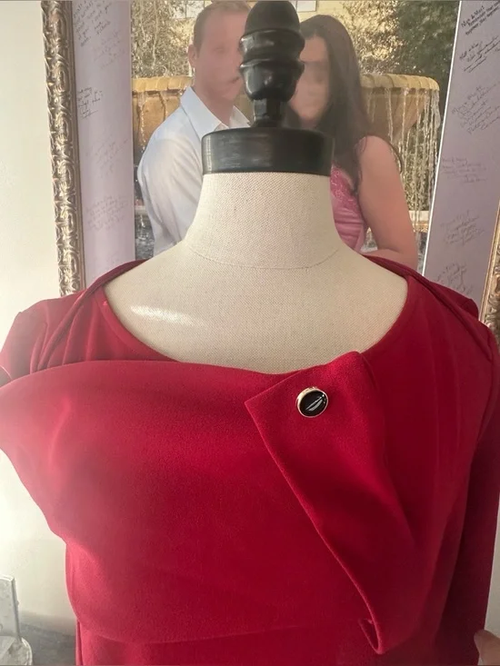 NWT Women’s Burgundy Fit-and-Flare Dress - Picture 2 of 4